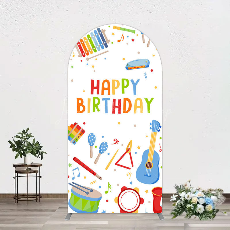 Lofaris Musical Instruments Kids Theme Birthday Arch Backdrop