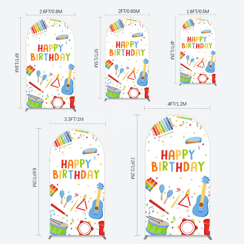 Lofaris Musical Instruments Kids Theme Birthday Arch Backdrop