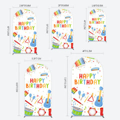 Lofaris Musical Instruments Kids Theme Birthday Arch Backdrop