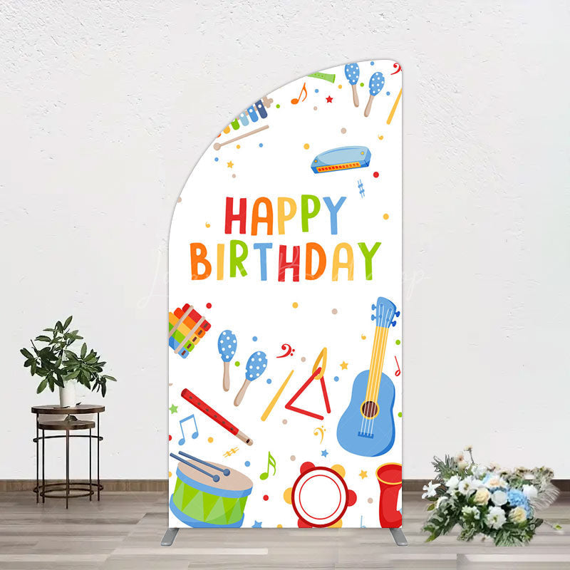Lofaris Musical Instruments Kids Theme Birthday Half Moon Arch Backdrop