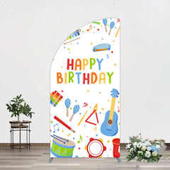 Lofaris Musical Instruments Kids Theme Birthday Half Moon Arch Backdrop