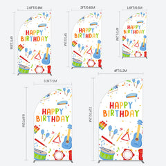 Lofaris Musical Instruments Kids Theme Birthday Half Moon Arch Backdrop