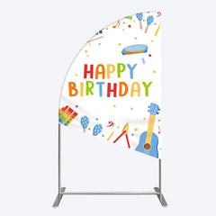 Lofaris Musical Instruments Kids Theme Birthday Half Moon Arch Backdrop