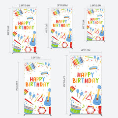 Lofaris Musical Instruments Kids Theme Birthday Rectangle Backdrop
