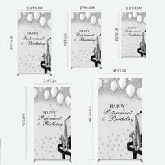 Lofaris Musical Retirement and Birthday Rectangle Backdrop Silver Saxophone Piano Party Decoration