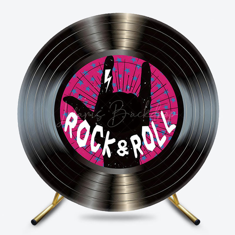 Lofaris Musical Vinyl Record Rock And Roll Round Backdrop