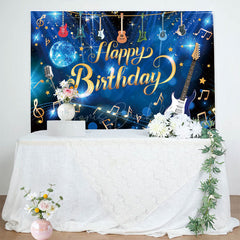 Lofaris Musician Disco Ball Glitter Happy Birthday Backdrop