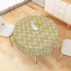 Lofaris Mustard Yellow Geometric Chevron Round Tablecloth Modern Zigzag Line Table Cover for Kitchen Decor