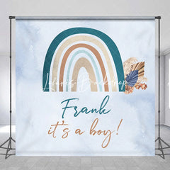 Lofaris Muted Boho Rainbow Dried Flowers Custom Backdrop for Baby Shower Personalized Name It’s a Boy Theme
