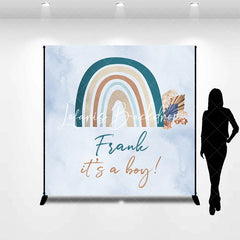 Lofaris Muted Boho Rainbow Dried Flowers Custom Backdrop for Baby Shower Personalized Name It’s a Boy Theme