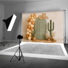 Lofaris My First Rodeo Cake Smash Backdrop Western Cowboy and Cactus Theme Boho Themed Birthday Photo Prop