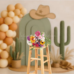 Lofaris My First Rodeo Cake Smash Backdrop Western Cowboy and Cactus Theme Boho Themed Birthday Photo Prop