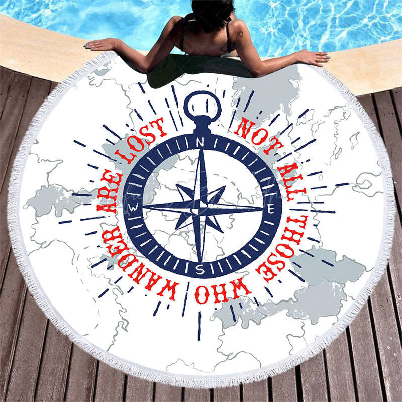 Lofaris Mysterious Simple Compass Journey Round Beach Towel