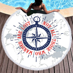 Lofaris Mysterious Simple Compass Journey Round Beach Towel