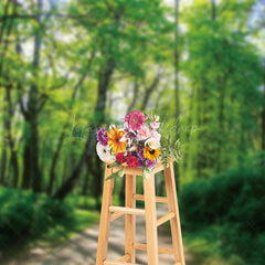 Lofaris Mystical Forest Path Vibrant Green Foliage Backdrop