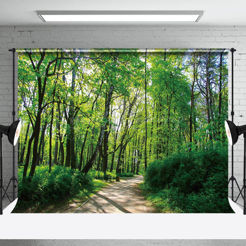 Lofaris Mystical Forest Path Vibrant Green Foliage Backdrop