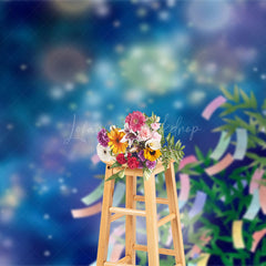 Lofaris Mystical Night Sky Pink Blossoms Petals Backdrop