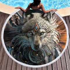 Lofaris Mystical Religion Pattern Style Round Beach Towel