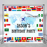 Lofaris National Flags Map Custom Name Birthday Backdrop