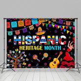 Lofaris National Hispanic Heritage Month Backdrop Colorful Fiesta with Papel Picado Latino Culture Celebration Decor