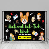 Lofaris National Vet Tech Week Cartoon Love You Backdrop
