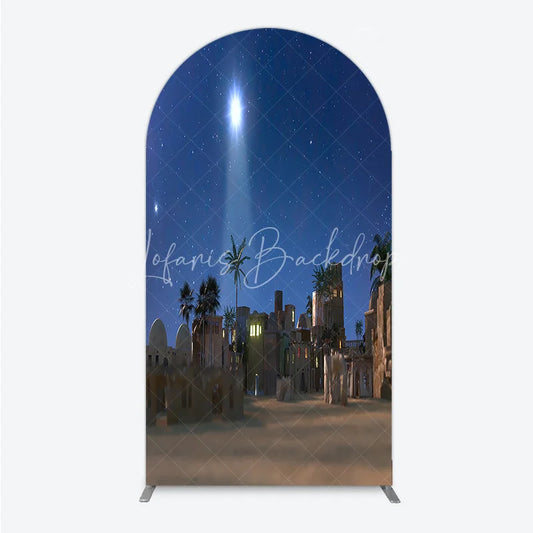 Lofaris Nativity Scene Arch Backdrop Star of Bethlehem Christmas Night Religious