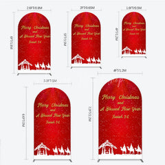 Lofaris Nativity Scene Merry Christmas Arch Backdrop Red Snowy Blessed New Year Party Cover