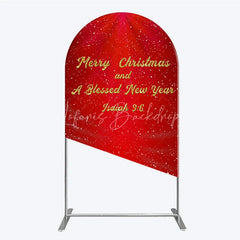 Lofaris Nativity Scene Merry Christmas Arch Backdrop Red Snowy Blessed New Year Party Cover