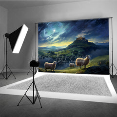 Lofaris Nativity Scene Photography Backdrop Shepherds and Sheep Watching Star of Bethlehem Religious Christmas Photo Prop