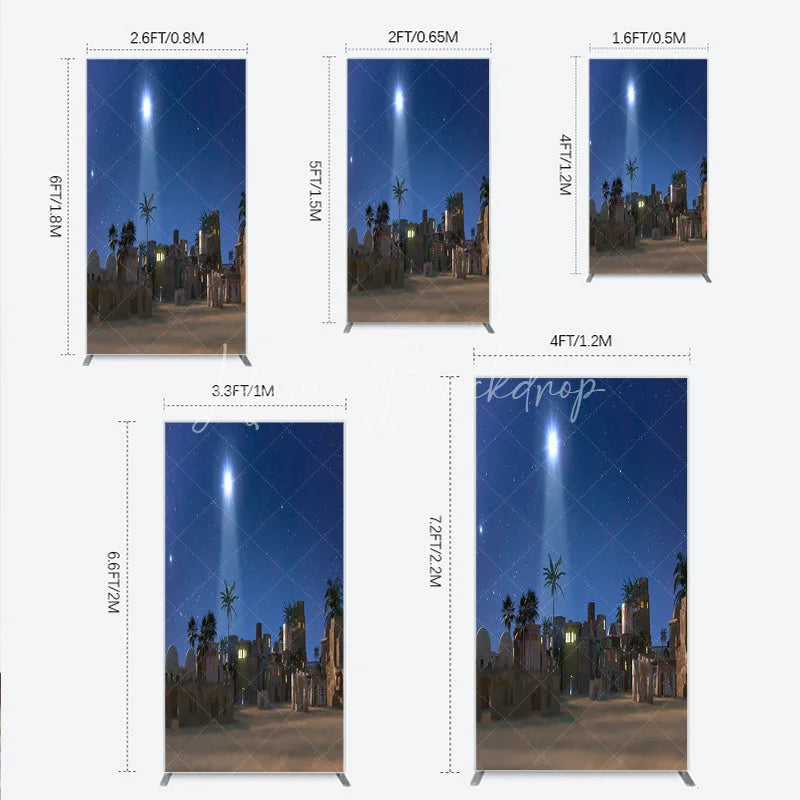 Lofaris Nativity Scene Rectangle Backdrop Star of Bethlehem Christmas Night Religious