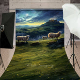 Lofaris Nativity Scene Sweep Photo Backdrop Shepherds and Sheep Watching Star of Bethlehem Religious Christmas Prop