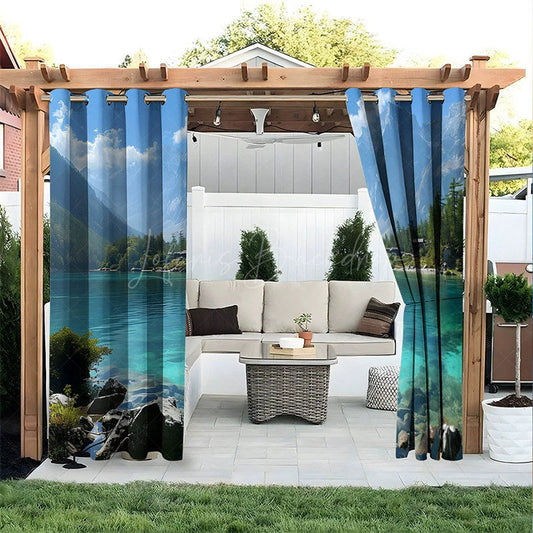 Lofaris Natural Beach Waterproof Printed Outdoor Curtains