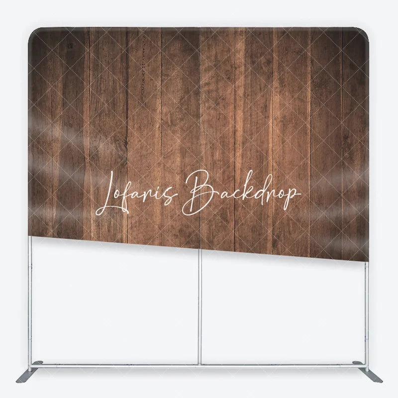 Lofaris Natural Dark Brown Wood Plank Texture Square Double-Sided Backdrop Rustic Vintage Photography Background