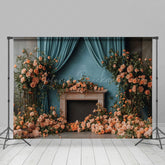 Lofaris Natural Floral Plant Blue Curtain Wedding Backdrop