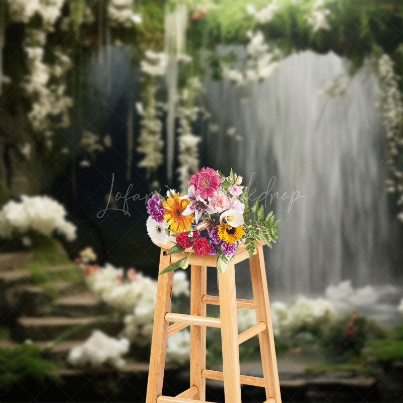 Lofaris Natural Flower Plant Waterfall Landscape Backdrop