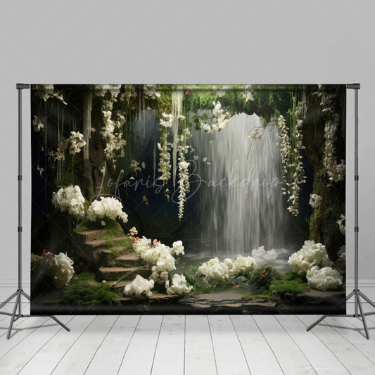 Lofaris Natural Flower Plant Waterfall Landscape Backdrop