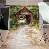 Lofaris Natural Forest Summer Covered Bridge Sweep Backdrop