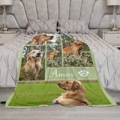 Lofaris Natural Green Custom Stitch Photos Name Pet Blanket