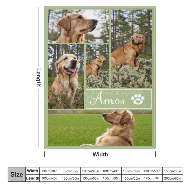 Lofaris Natural Green Custom Stitch Photos Name Pet Blanket