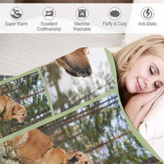 Lofaris Natural Green Custom Stitch Photos Name Pet Blanket