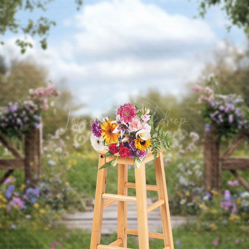 Lofaris Natural Green Garden Fence Floral Spring Backdrop