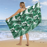 Lofaris Natural Green Monstera Plant Custom Name Beach Towel