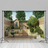 Lofaris Natural Harmony Wooden Yard Tranquil Pond Backdrop