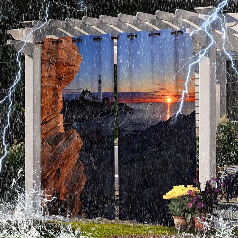 Lofaris Natural Landscape Waterproof Outdoor Curtains For Gazebo