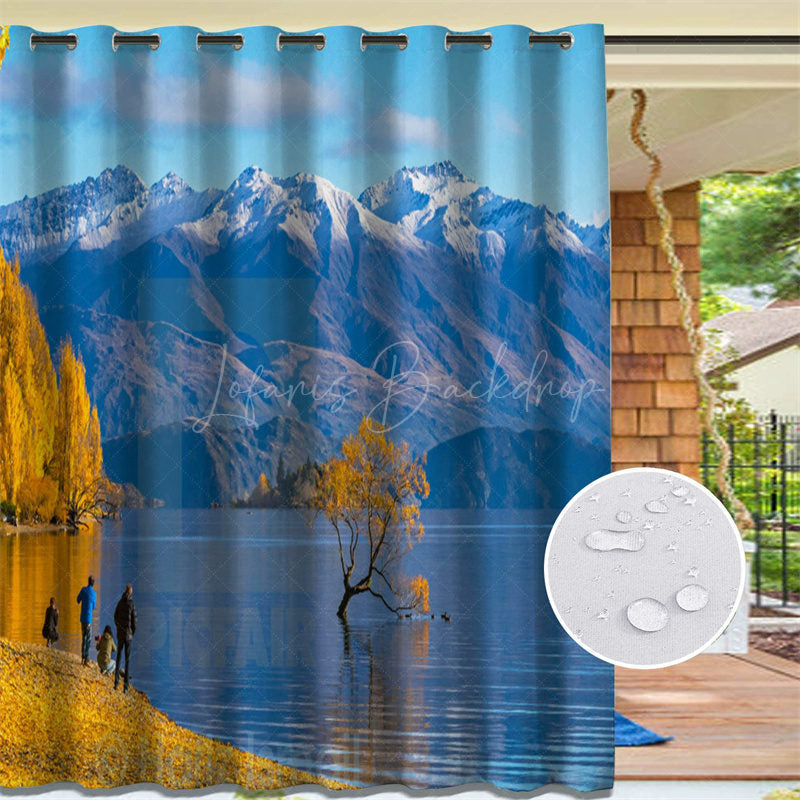 Lofaris Natural Mountain Lake Waterproof Printed Outdoor Curtains