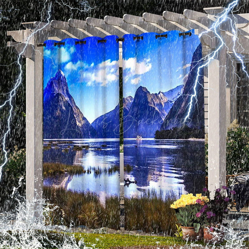 Lofaris Natural Mountain Scenery Waterproof Printed Outdoor Curtains