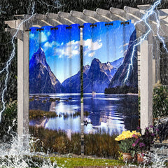 Lofaris Natural Mountain Scenery Waterproof Printed Outdoor Curtains
