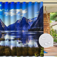 Lofaris Natural Mountain Scenery Waterproof Printed Outdoor Curtains
