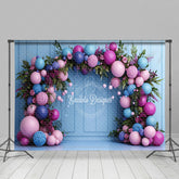 Lofaris Natural Plant Balloon Arch Blue Wall Wedding Backdrop
