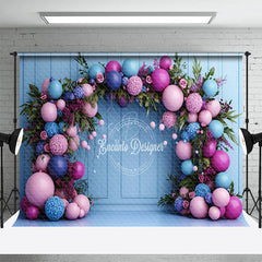 Lofaris Natural Plant Balloon Arch Blue Wall Wedding Backdrop